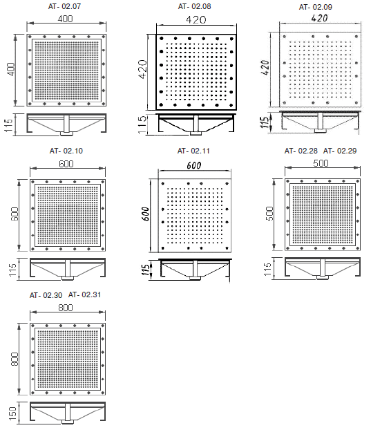 Квадратные панели гейзера Арт.: AT-02.07, AT-02.08, AT-02.09, AT-02.10, AT-02.11, AT-02.28, AT-02.29, AT-02.30, AT-02.31