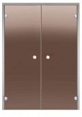 HARVIA Двери стеклянные, двойные 17/21 коробка алюминий, бронза/прозрачная Арт. EHH01193/EHH01195